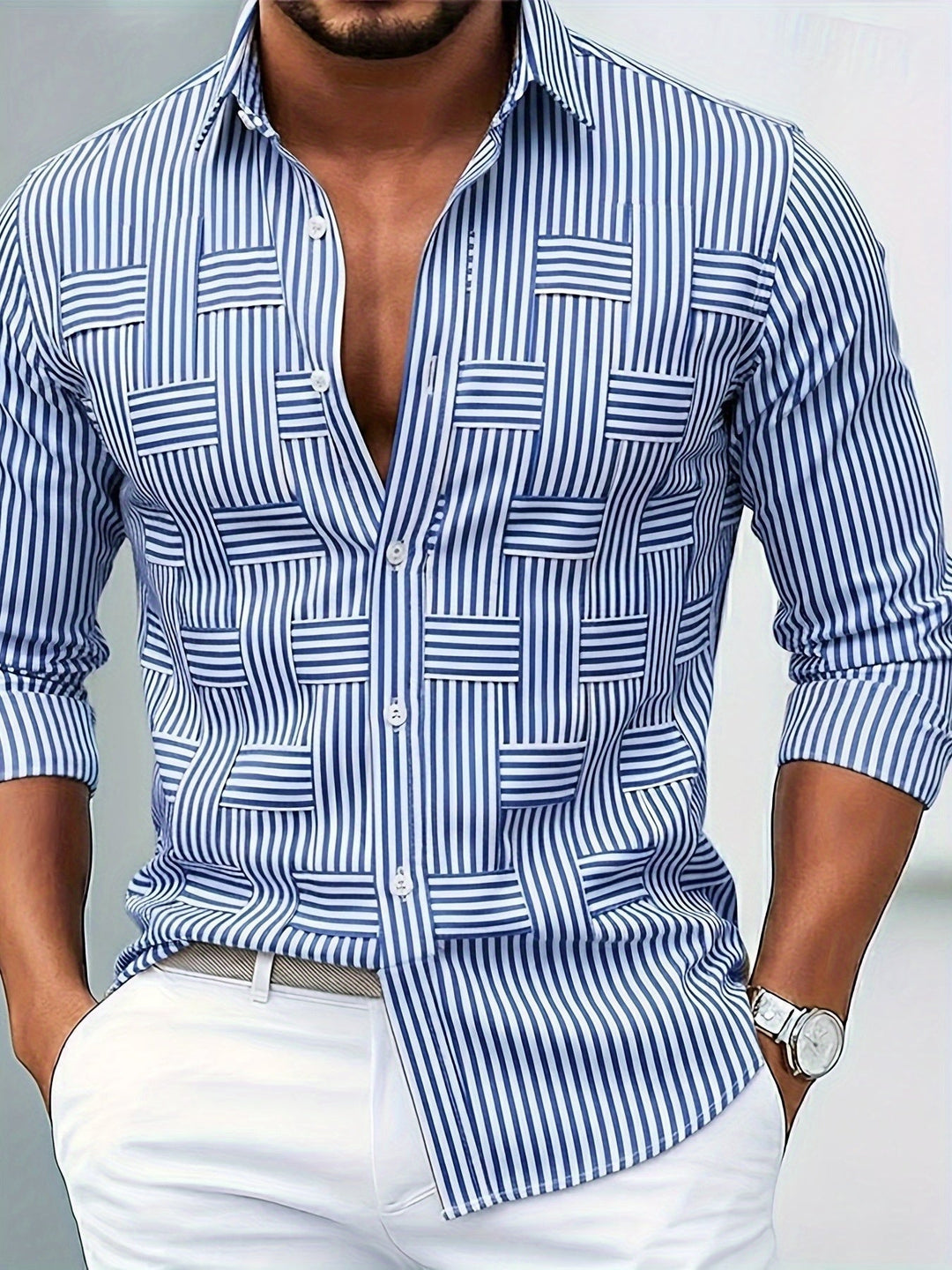 Emerson | Chemise vintage à rayures pour homme, à manches longues