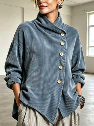 Capucine | Pull en velours côtelé à col montant