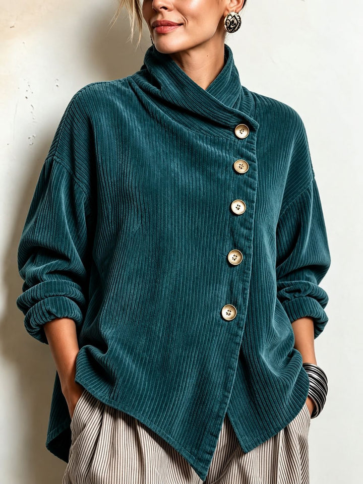 Capucine | Pull en velours côtelé à col montant